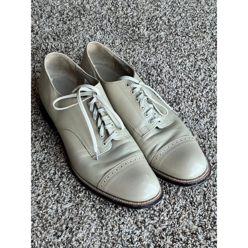 Stacy Adams Madison Cap Toe Oxford Dress Shoes White Kidskin Leather Men’s 8.5